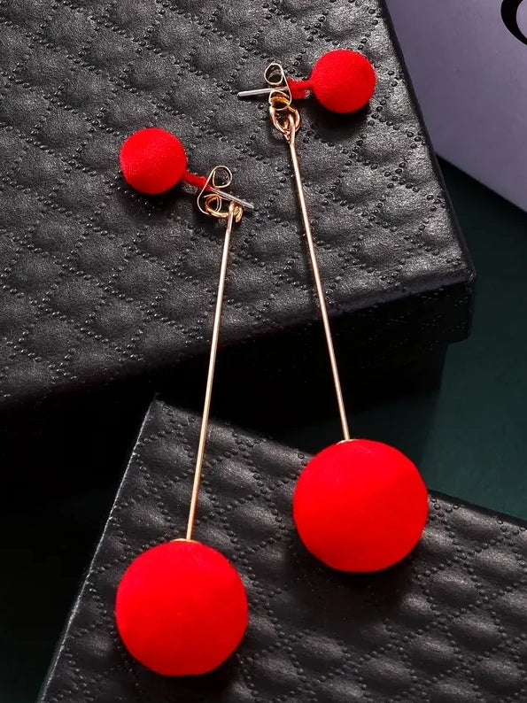 Double Sphere Dangle Earrings, earrings, alternate view