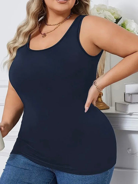 Amellia Perfect Plus Size Tank by Run Free by Vee in Navy