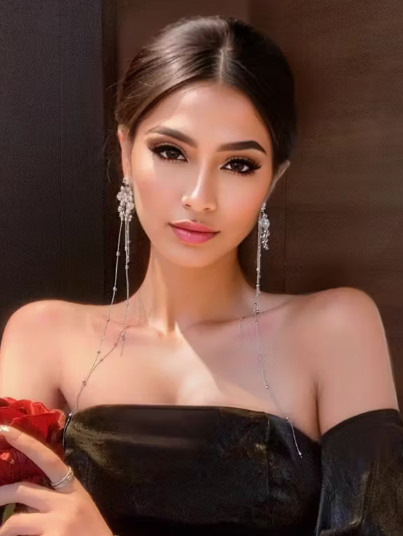 Elegant Rhinestone Tassel Earrings, earrings, detail view