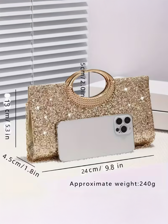 Elegant Glitter Evening Clutch, clutch, detail view
