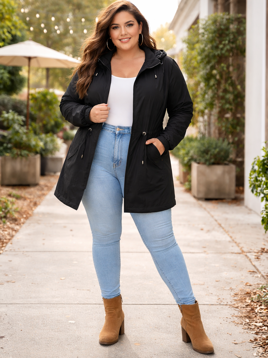 Esperanza Hooded Plus Size Jacket, plus size outerwear, alternate view