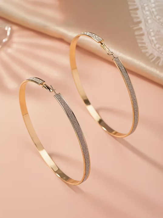 Exaggerated Hoops in Gold and Silver, earrings, detail view