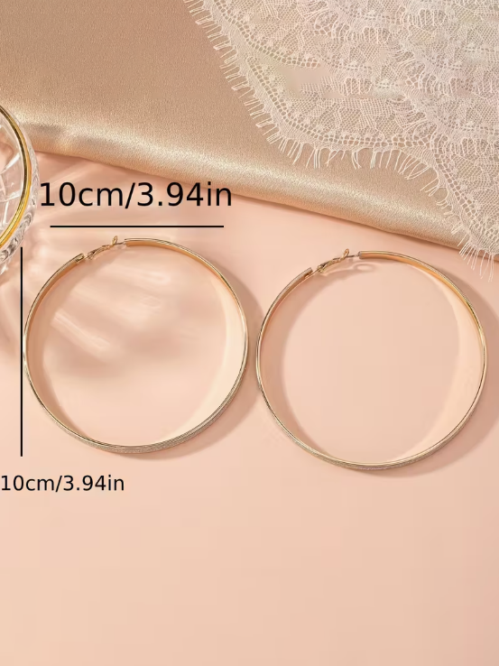 Exaggerated Hoops in Gold and Silver, earrings, styled view