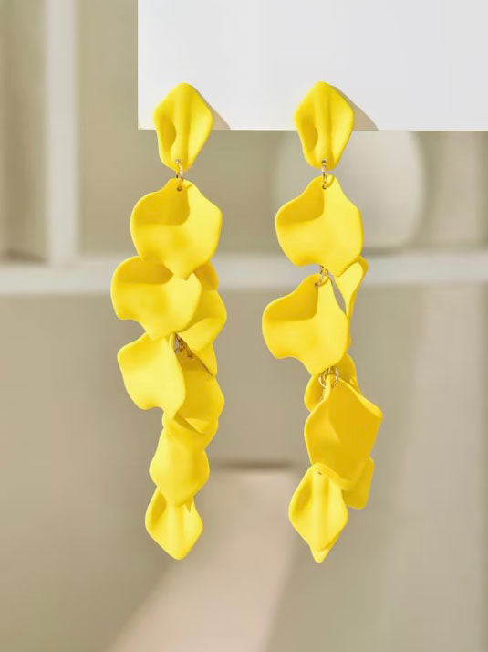 Exaggerated Long Petal Tassel Earrings, earrings, alternate view