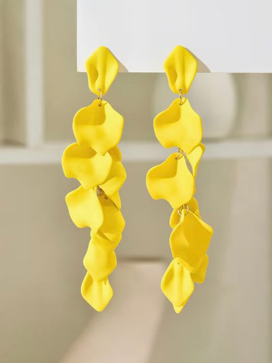Exaggerated Long Petal Tassel Earrings, earrings, alternate view