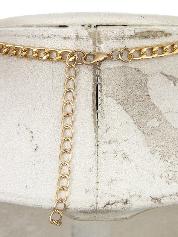 Faceted Marquise Gem Link Necklace Set, necklace, detail view