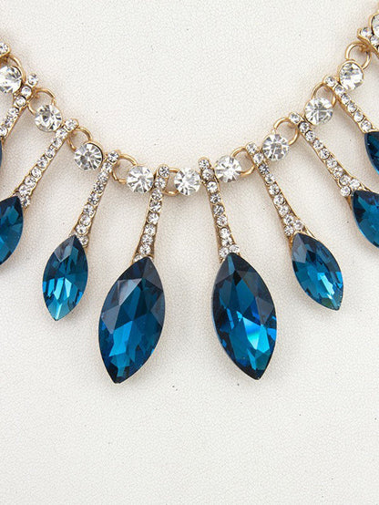 Faceted Marquise Gem Link Necklace Set, necklace, product view
