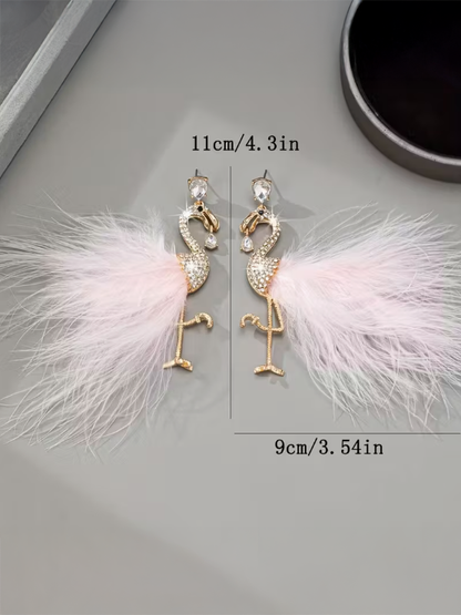 Flamingo Glam Earrings, earrings, styled view