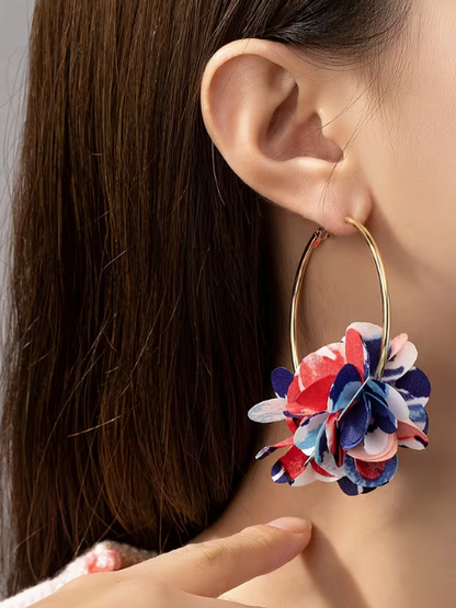 Floral Hoop Earrings, earrings, alternate view