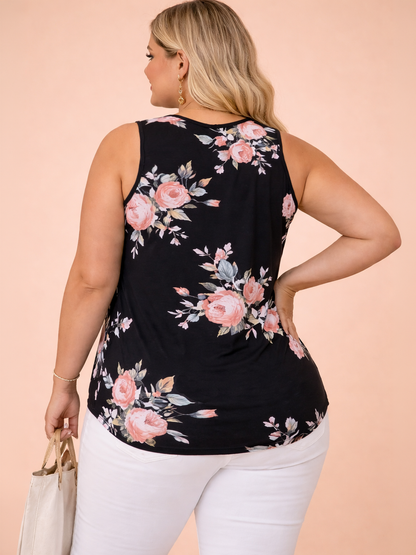 Frances Floral Plus Size Tank Top, plus size tank top, alternate view