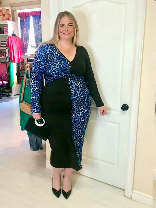 Lillian Two-Tone Leopard Plus Size Dress