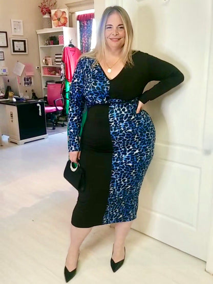 Lillian Two-Tone Leopard Plus Size Dress