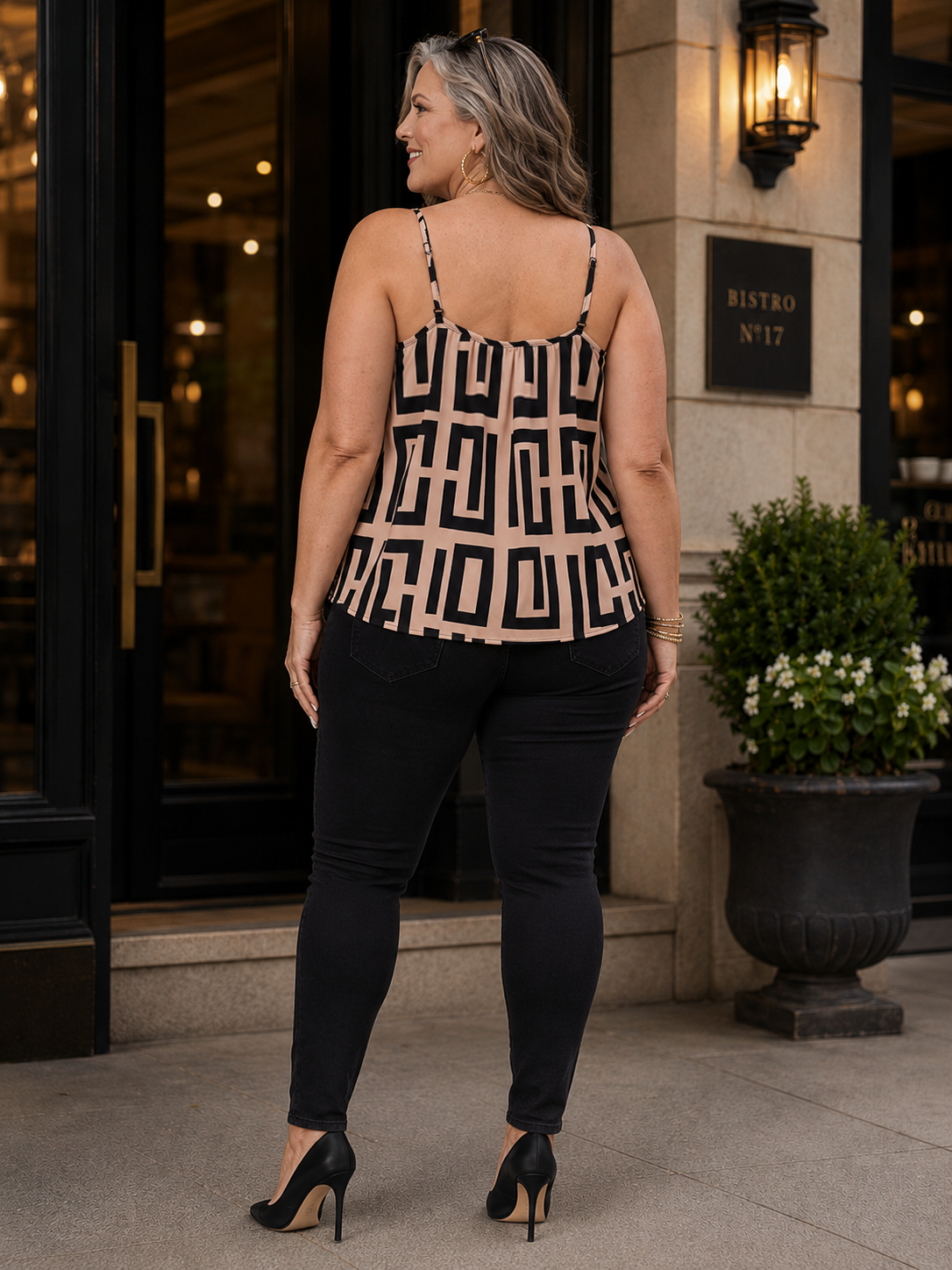 Geo Scoop Neck Plus Size Tank Top