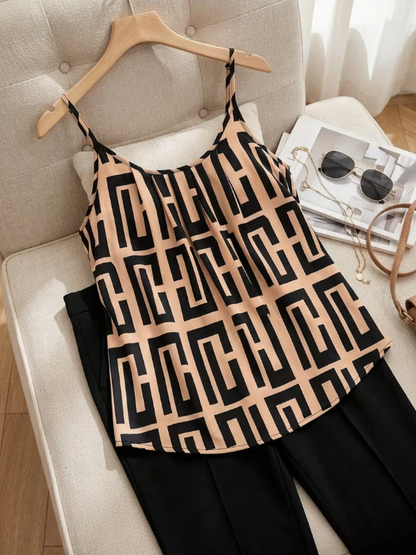 Geo Scoop Neck Plus Size Tank Top