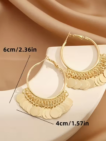 Golden Layered Hoop, earrings, detail view