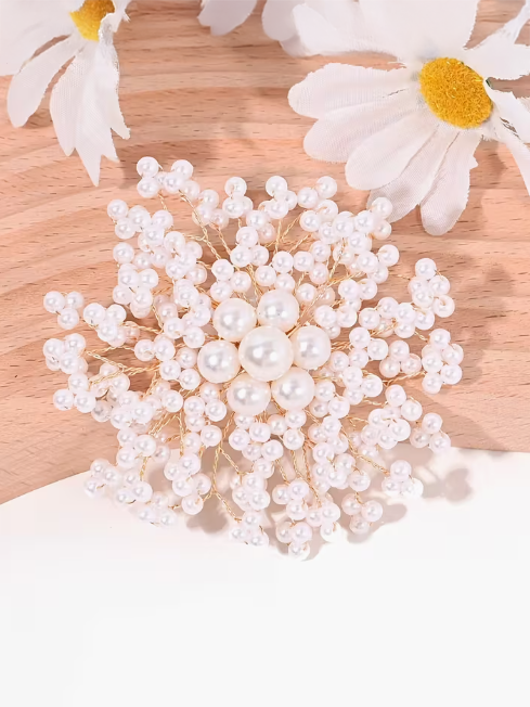 Handmade Unique Floral Brooch, bracelet, front view