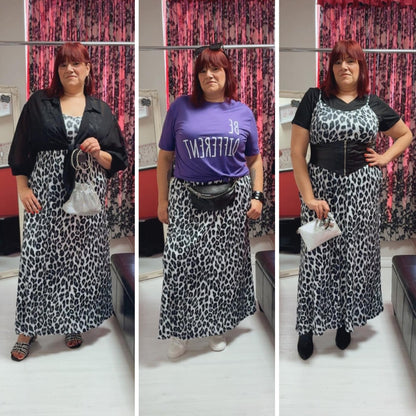 Roxy Leopard Plus Size Maxi Dress in Grey