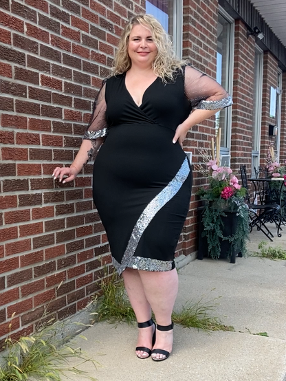 Natasha Bodycon Plus Size Cocktail Dress with Sequin