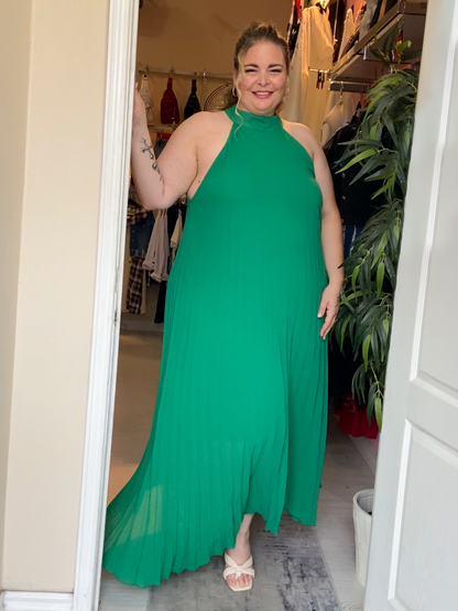 Cincinnati Plus Size Pleated Chiffon Cocktail Dress in Green