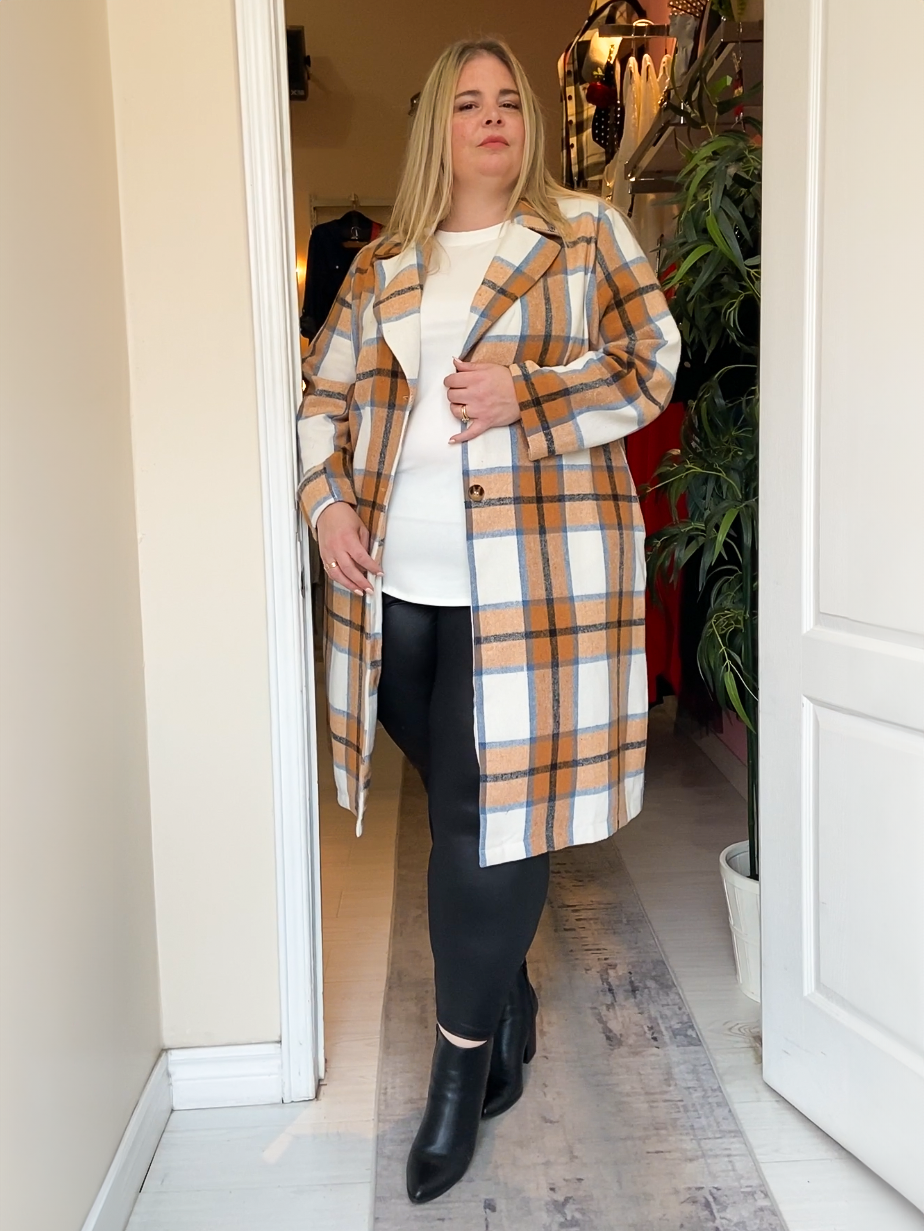 Amber Plus Size Plaid Coat