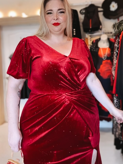 Maud Plus Size Velvet Sparkle Maxi Dress