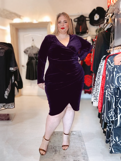 Alison Plus Size Tulip Dress in Deep Purple