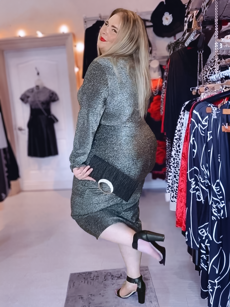 Juliet Plus Size Silver Cocktail Party Dress