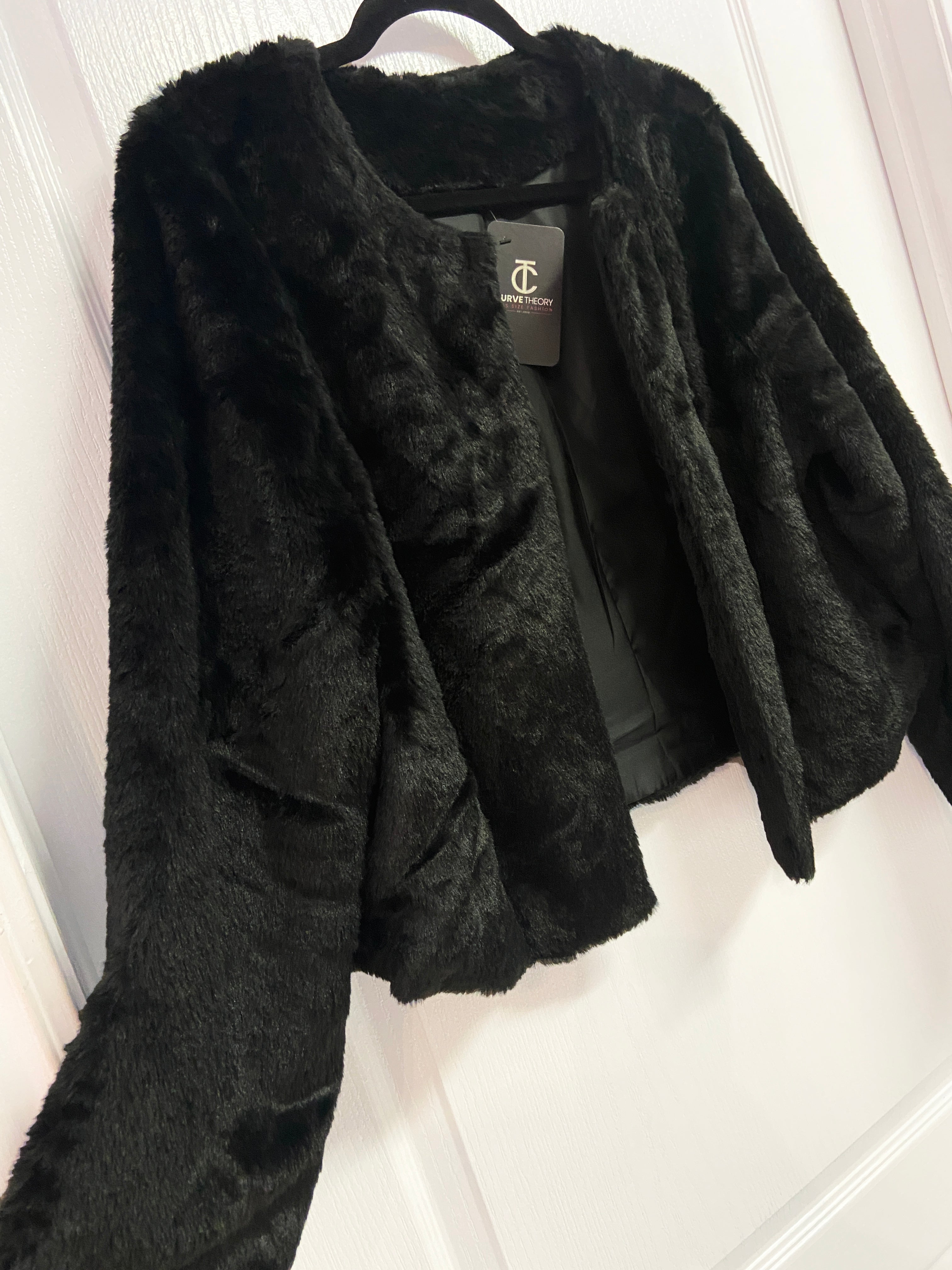 Faux fur cropped jacket plus size on sale