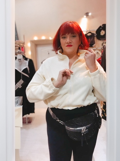 Vanilla Plus Size Crop Sherpa Jacket by Run Free by Vee