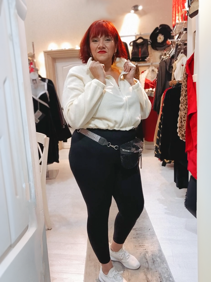 Vanilla Plus Size Crop Sherpa Jacket by Run Free by Vee