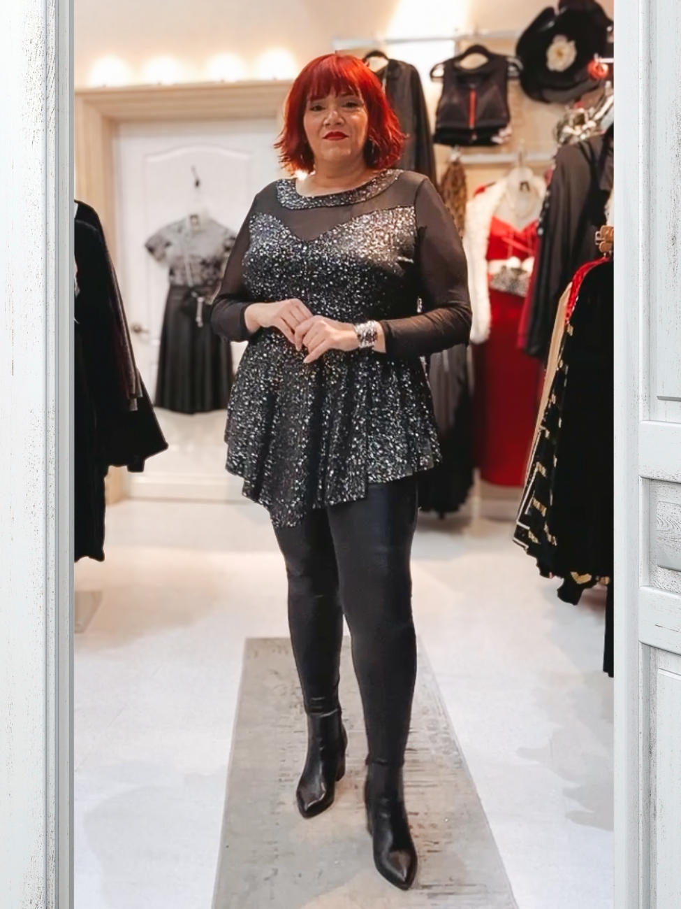 Maycee Plus Size Sparkly Peplum Top