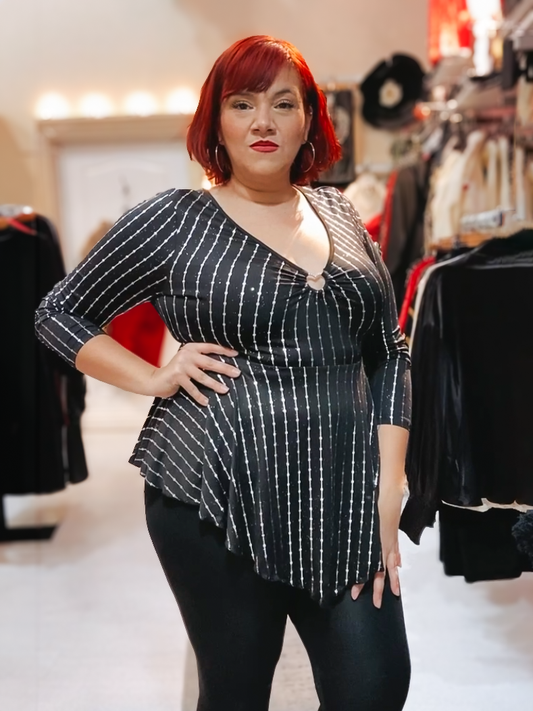 Francis Plus Size Sparkly Stripes Top