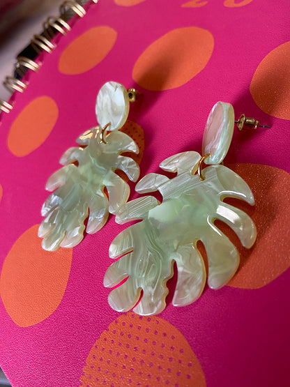 Leavy Green Dangle Earrings