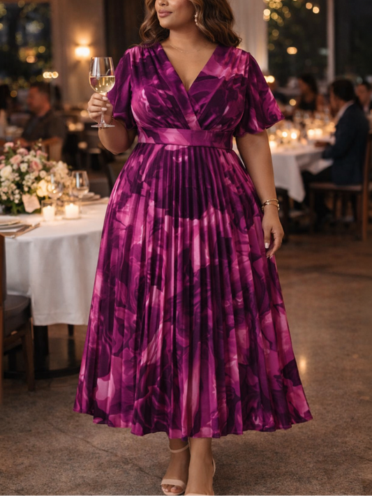 June Floral Print Plus Size Dress