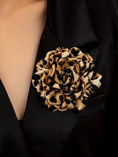 Leopard Floral Brooch