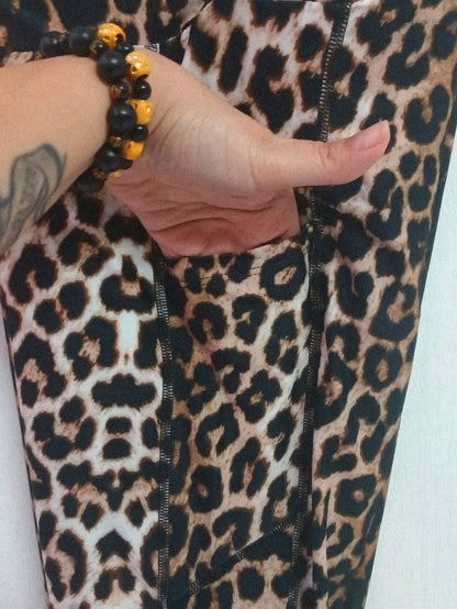 Leopard Plus Size Leggings with Pockets