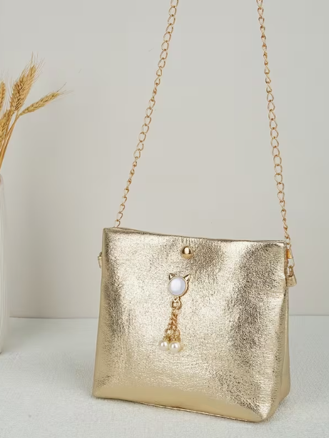 Lux Small Bucket Golden Bag, clutch, detail view