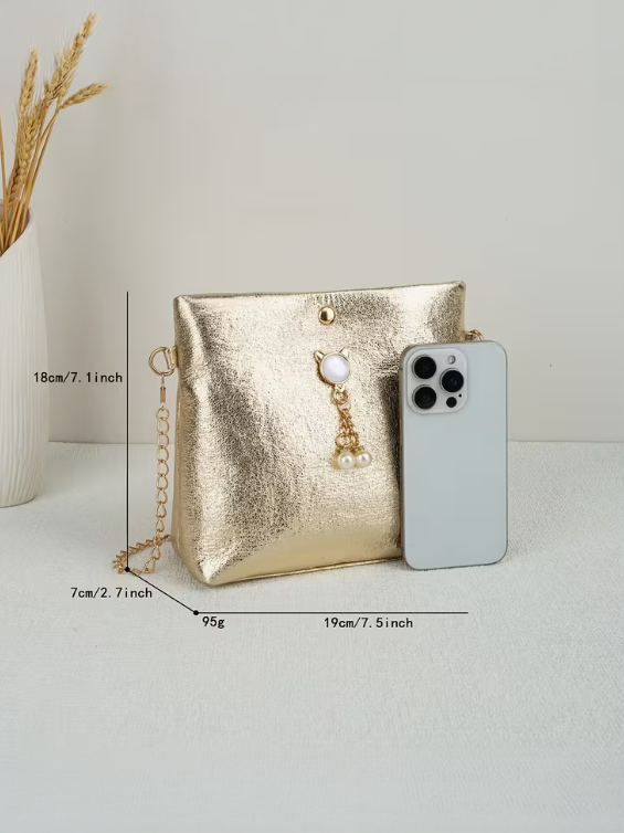 Lux Small Bucket Golden Bag, clutch, alternate view