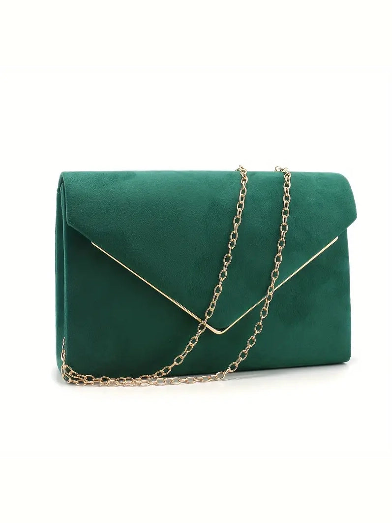 Luxe Faux Suede Envelope Evening Clutch, clutch, front view
