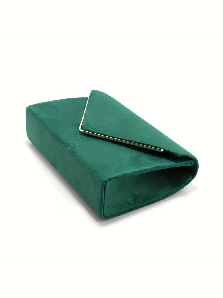 Luxe Faux Suede Envelope Evening Clutch, clutch, detail view