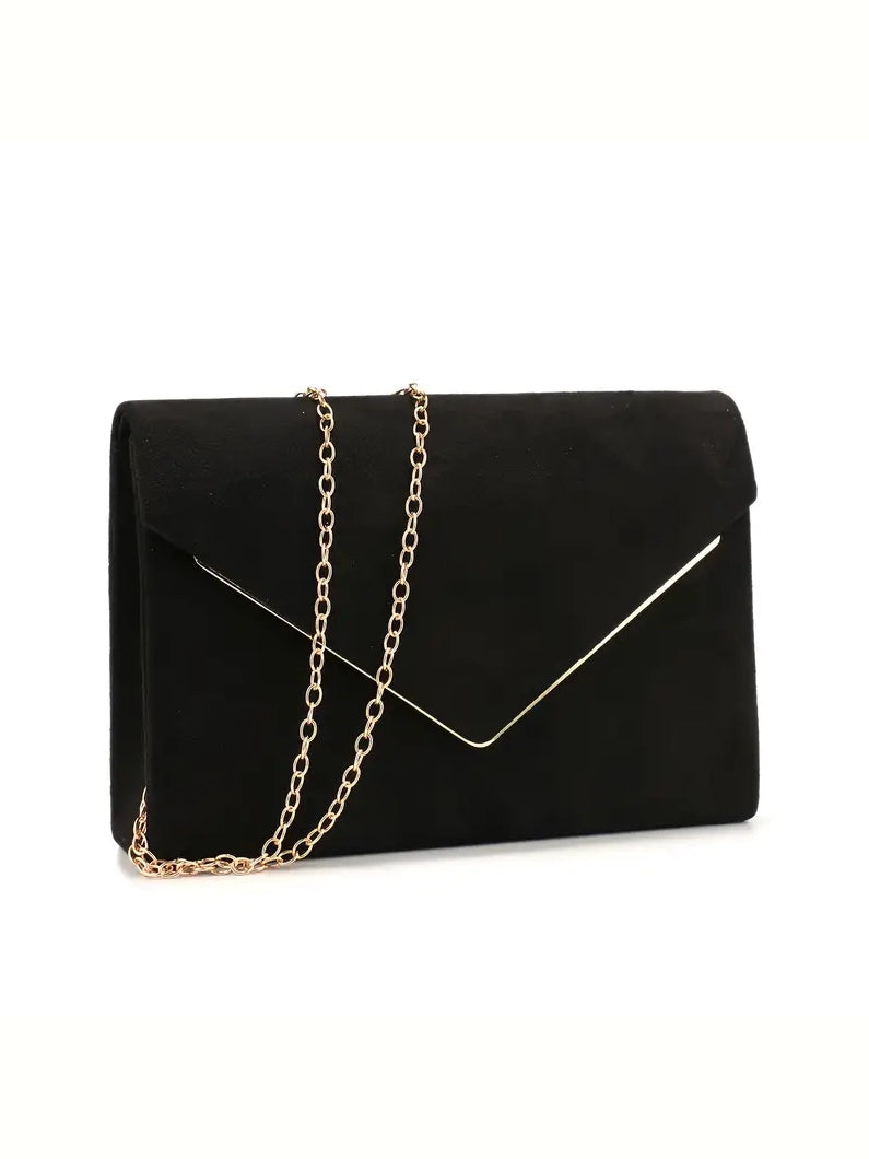 Luxe Faux Suede Envelope Evening Clutch, clutch, product view