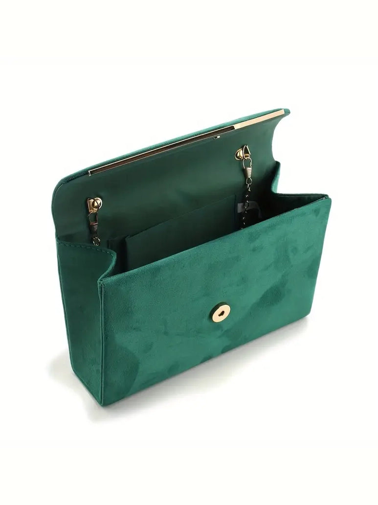 Luxe Faux Suede Envelope Evening Clutch, clutch, alternate view