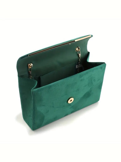 Luxe Faux Suede Envelope Evening Clutch, clutch, alternate view