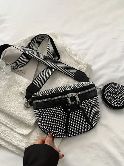 Mango Star Rhinestone Studded Fanny Pack, bag, front view