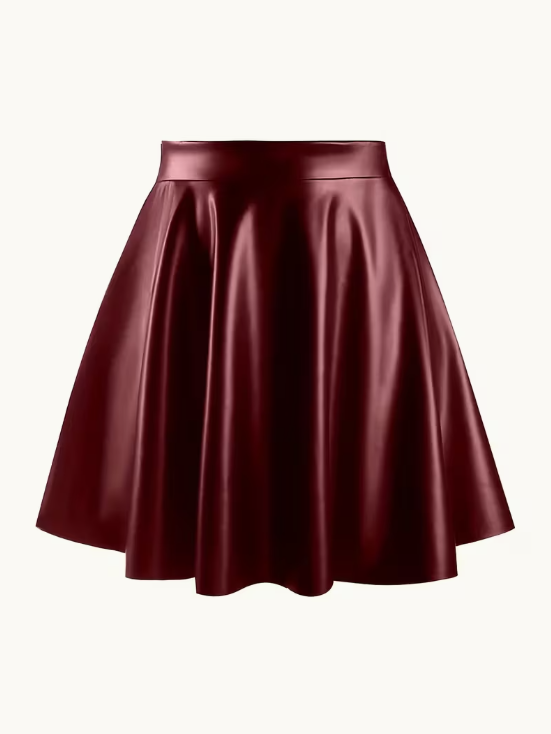 Marielle Faux Leather Plus Size Skirt, plus size skirt, front view