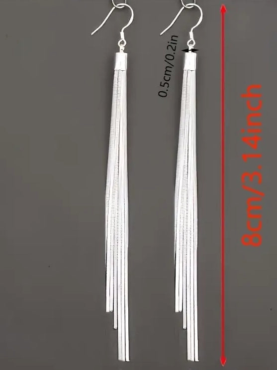 Metal Tassel Earrings, earrings, detail view
