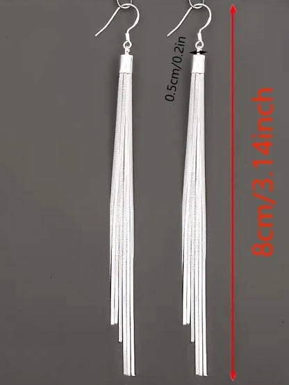Metal Tassel Earrings, earrings, detail view