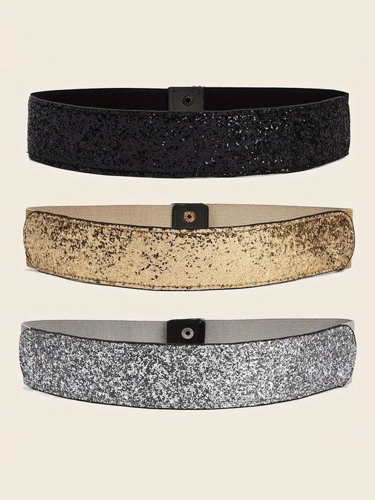 Metallic Glitter Plus Size Belt, belt, front view