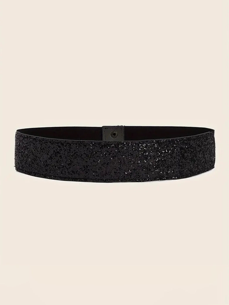 Metallic Glitter Plus Size Belt, belt, detail view