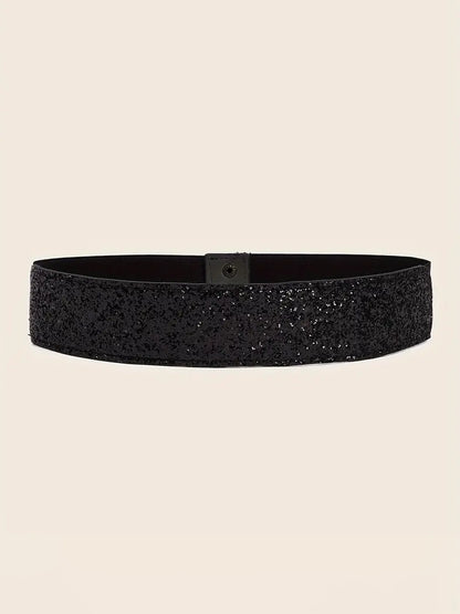 Metallic Glitter Plus Size Belt, belt, detail view